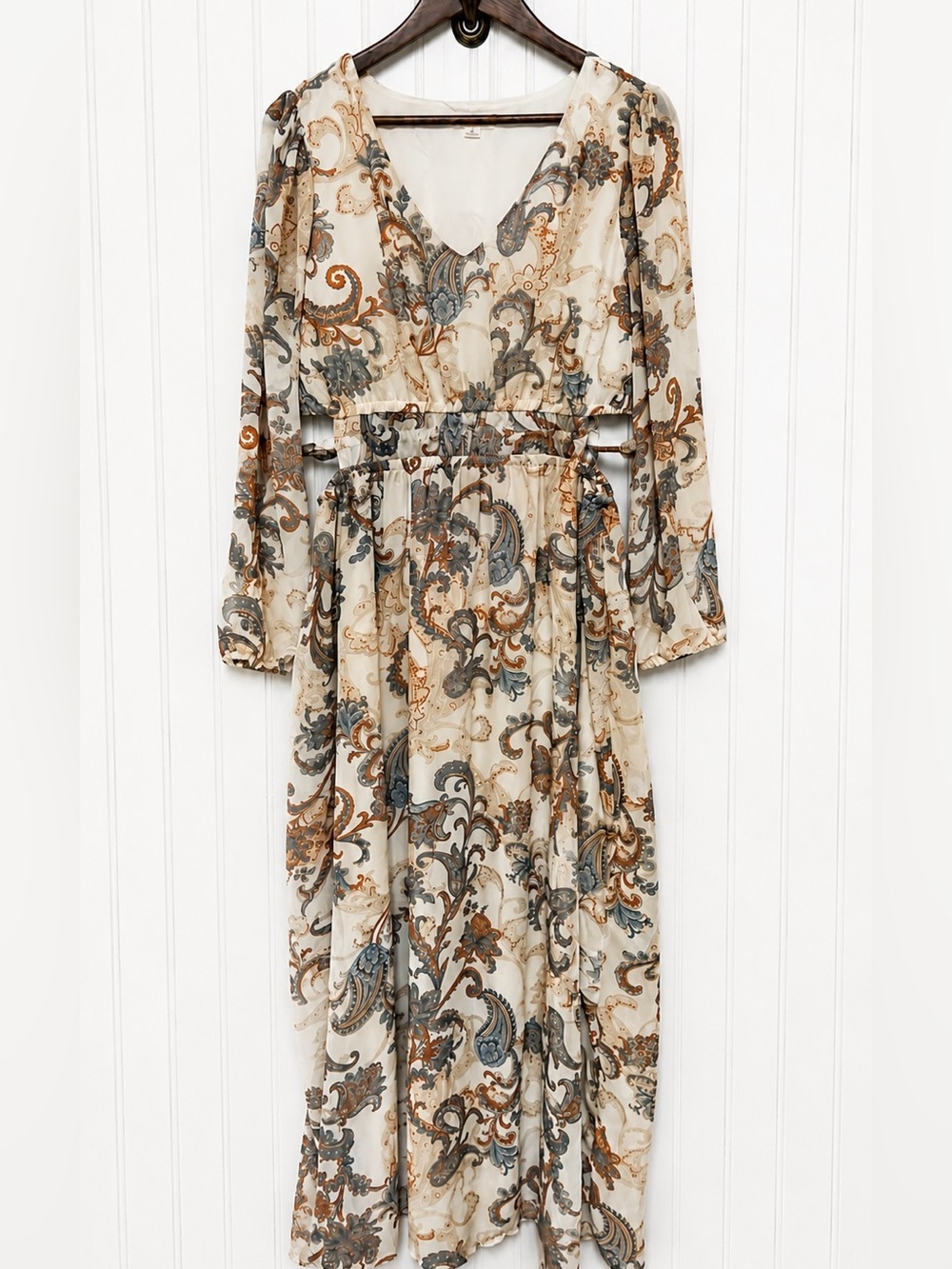 Women's Boho Chic Cutout Maxi Dress Size L Romantic Wedding Feminine Cottagecore